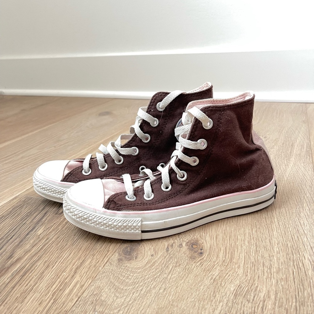 Pink and brown converse